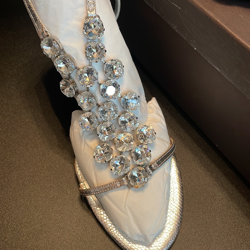 Celine silver jeweled sandals size 9 - Picture 3 of 14